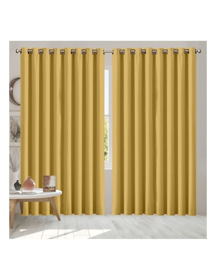 3 Layers Blockout Eyelet Curtains 2x 300x230cm in Mustard image 7
