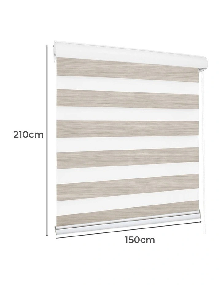 Blackout Zebra Roller Blind Curtains 150x210 in Beige image 3