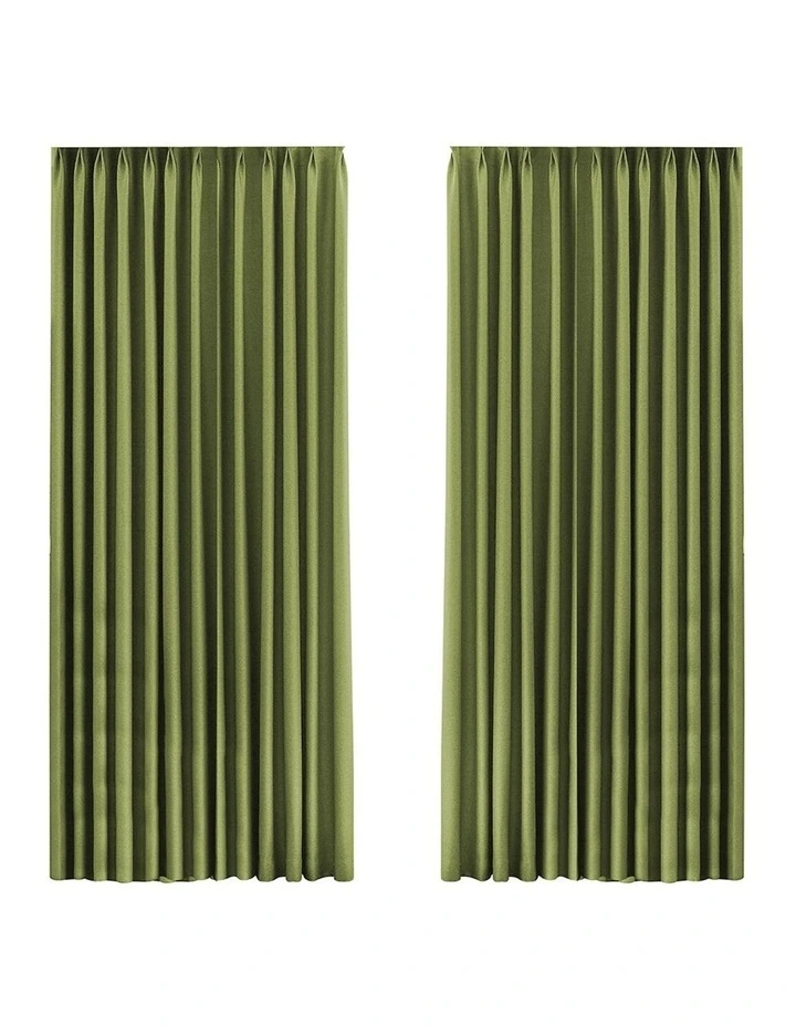 2XBlockout Chenille Blackout Draperies Curtains Eyelet Day 180x250 in Green image 1