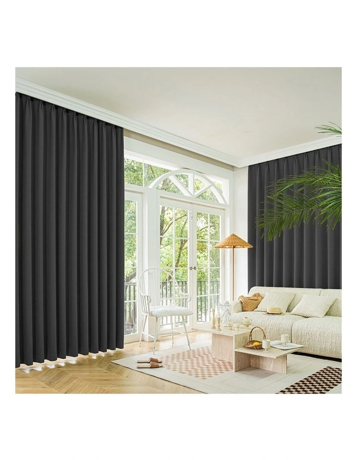 2XBlockout Chenille Blackout Draperies Curtains Eyelet Day 240x250 in Grey image 7