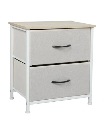 Chest of 2 Bedside Storage Drawers in Beige