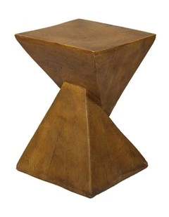 Terrazzo Geometric Shape Magnesia Concrete Side Table in Brown