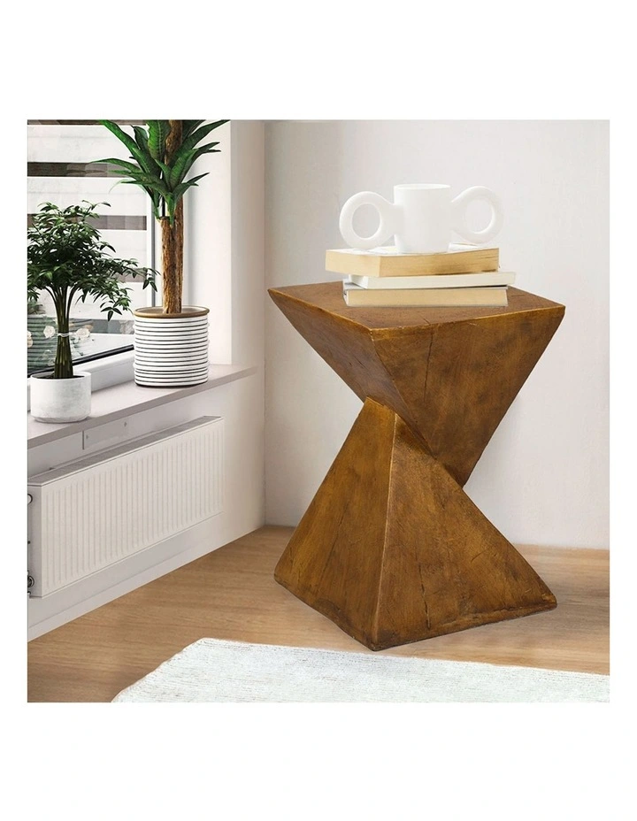Terrazzo Geometric Shape Magnesia Concrete Side Table in Brown image 7