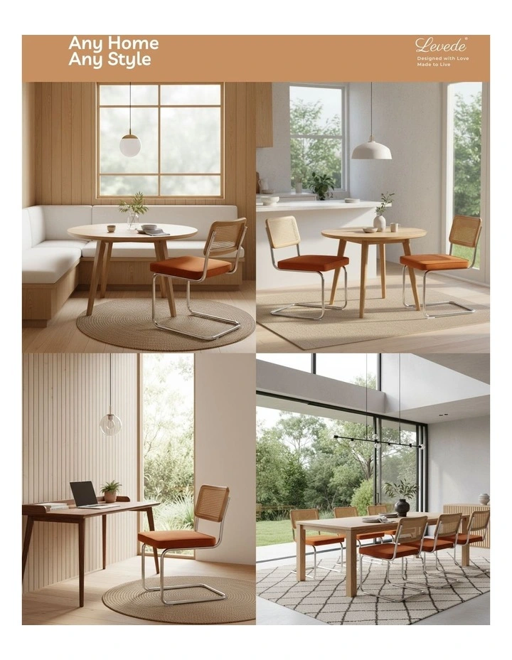 Cantilever Velvet Dining Chairs x2 in Brown image 4