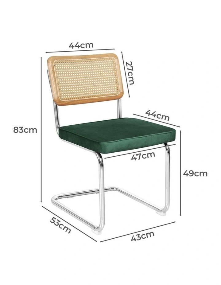 Cantilever Velvet Dining Chairs x2 in Green image 3