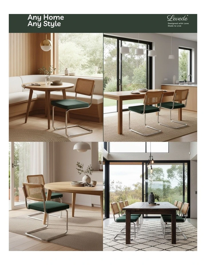 Cantilever Velvet Dining Chairs x2 in Green image 4