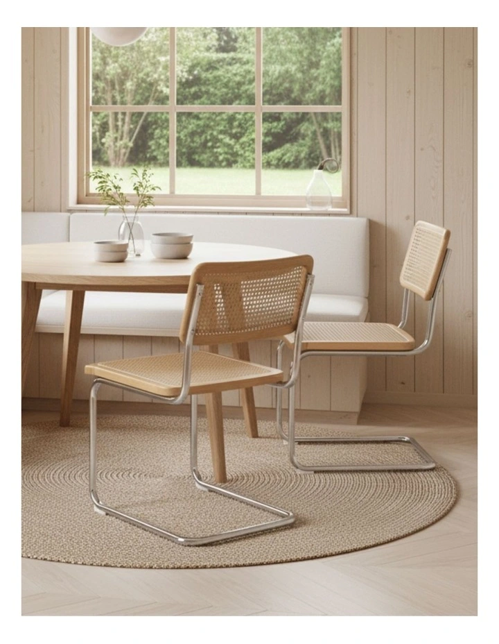 Cantilever Velvet Dining Chairs x2 in Beige image 2