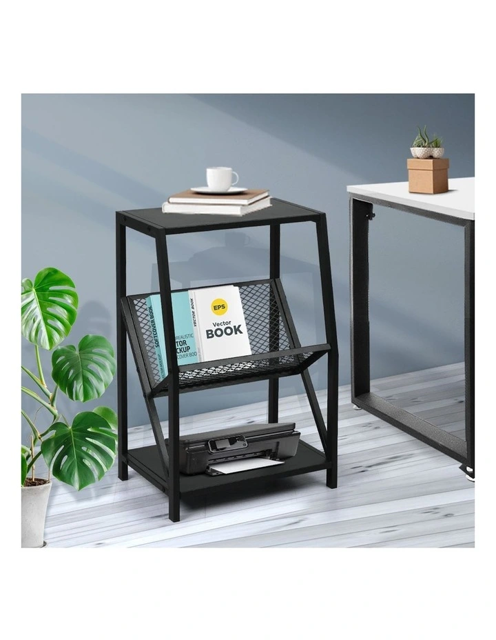 Table 3-Tier Storage Organizer Rack Bookcase in Black image 7