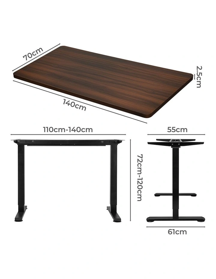 Electric Dual Motor Height Adjustable Motorised Standing Desk 140cm in Walnut image 3