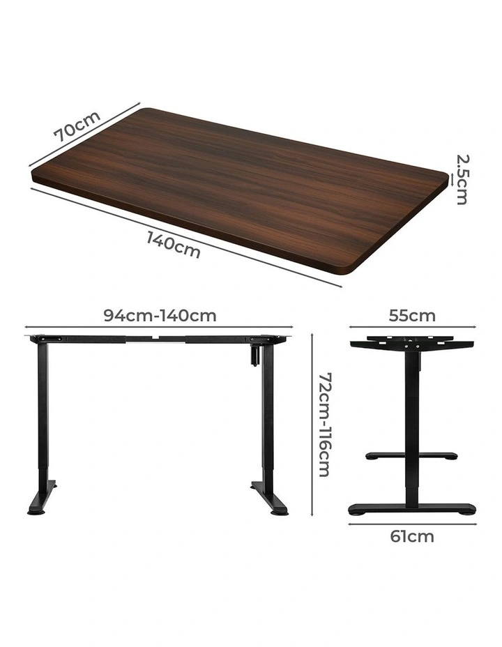 Height Adjustable Motorised Standing Desk 140cm in Black image 3