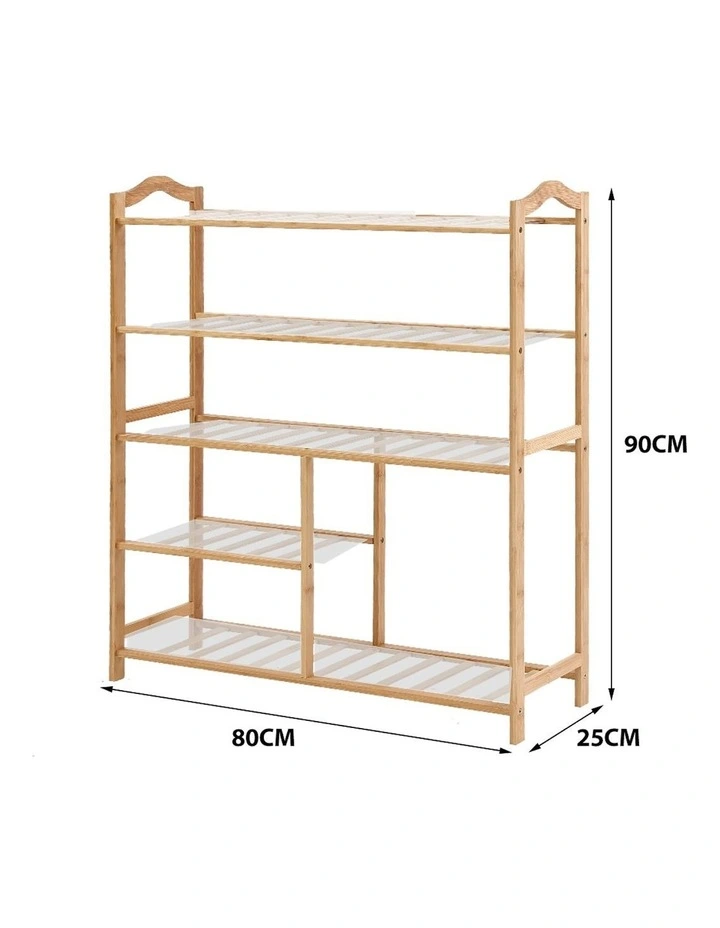 5 Tier Bamboo Shoe Rack 80cm in Natural image 3