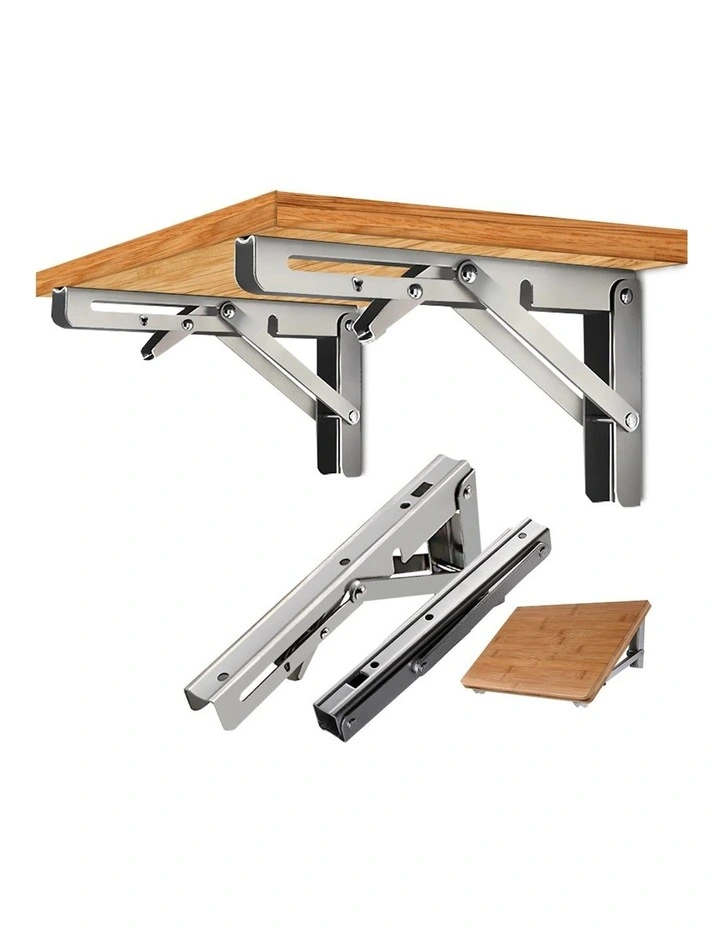14 Folding Table Bracket Wall Shelf Bench 150Kg 2 Piece in Silver image 1