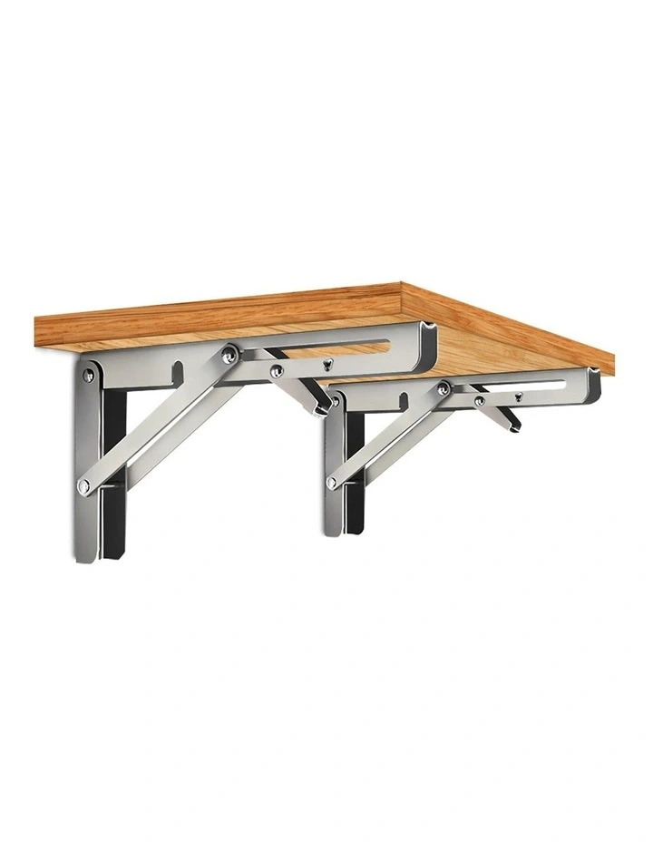 14 Folding Table Bracket Wall Shelf Bench 150Kg 2 Piece in Silver image 2