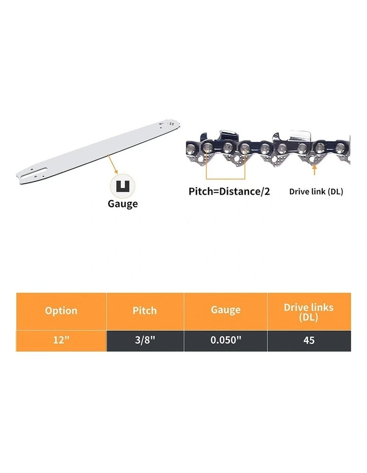 12 Chainsaw Chain Blade Saw Replaceent Spare Chains Semi Chisel in Black image 3