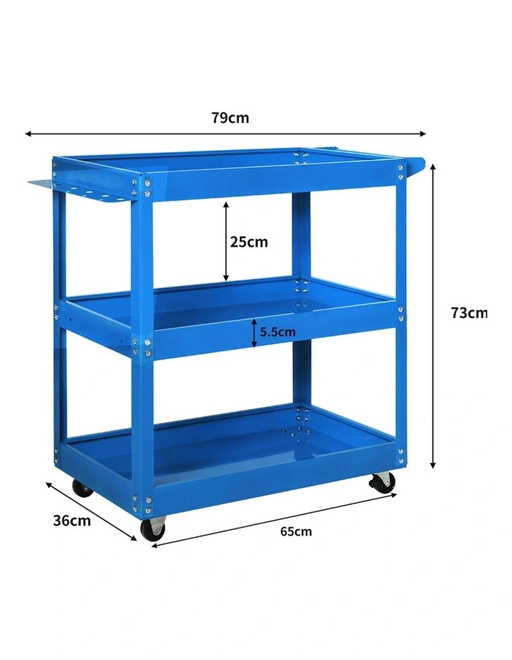 Tool Cart Trolley Toolbox Workshop Garage Storage Organizer Steel in Blue image 3