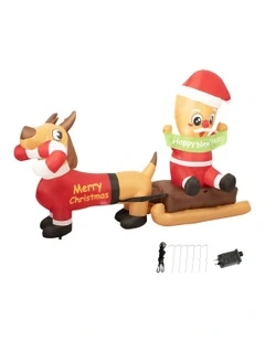 Christmas Inflatable 2.1M Xmas Outdoor Dcor Garden LED Light Dog Sleigh