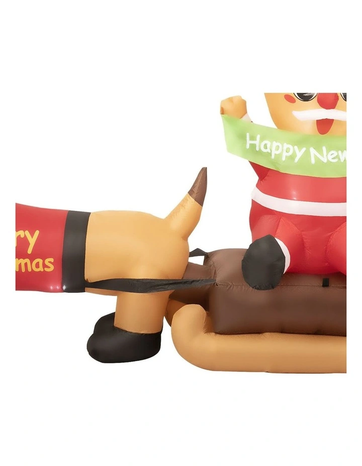 Christmas Inflatable 2.1M Xmas Outdoor Dcor Garden LED Light Dog Sleigh image 4
