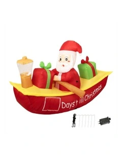 Inflatable Christmas Santa Clau Boat LED Lights 2.1M