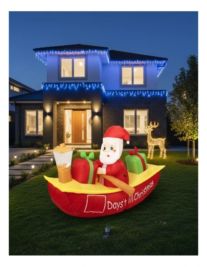 Inflatable Christmas Santa Clau Boat LED Lights 2.1M image 2