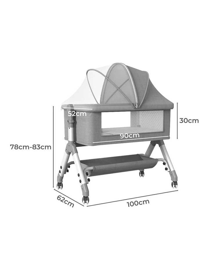 Baby Cot Bed Crib Portable Bassinet Safety Fence Adjustable Beside in Grey image 5