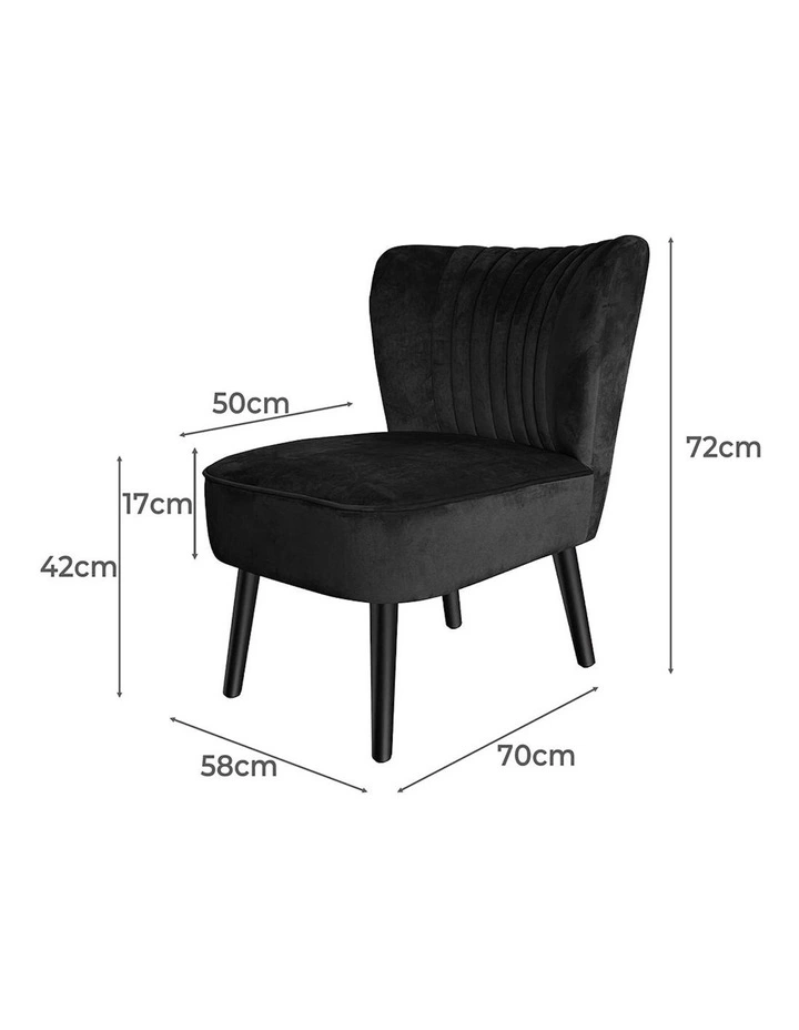 Velvet Accent Chair in Black image 3