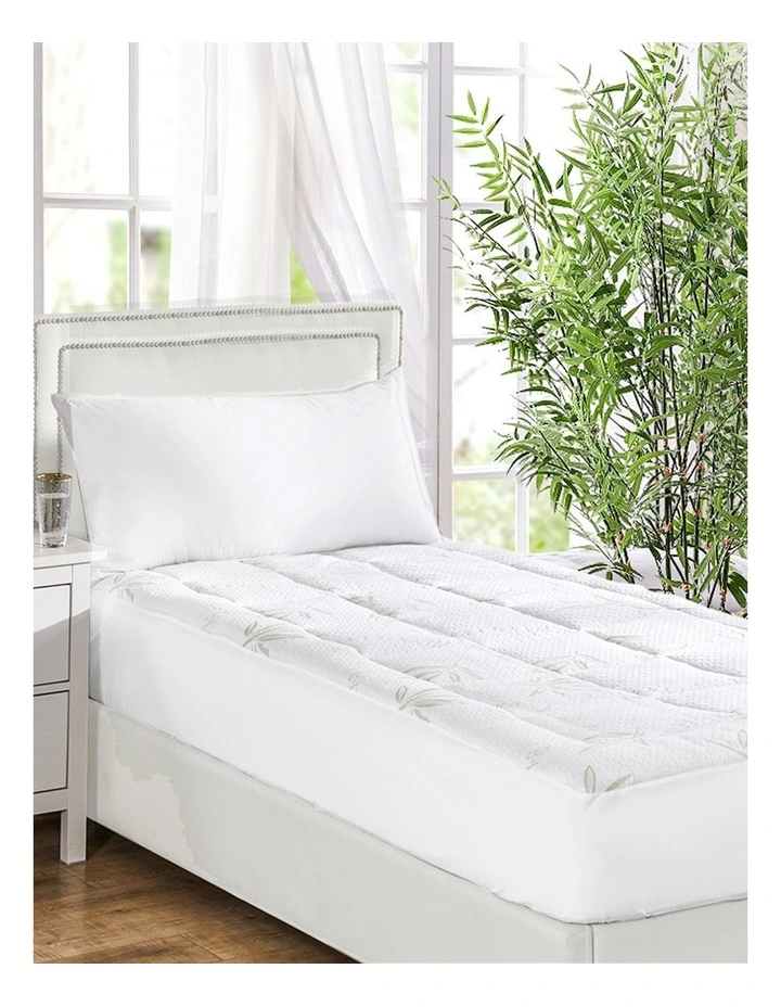 Bamboo Pillowtop Single Mattress Topper in White image 7