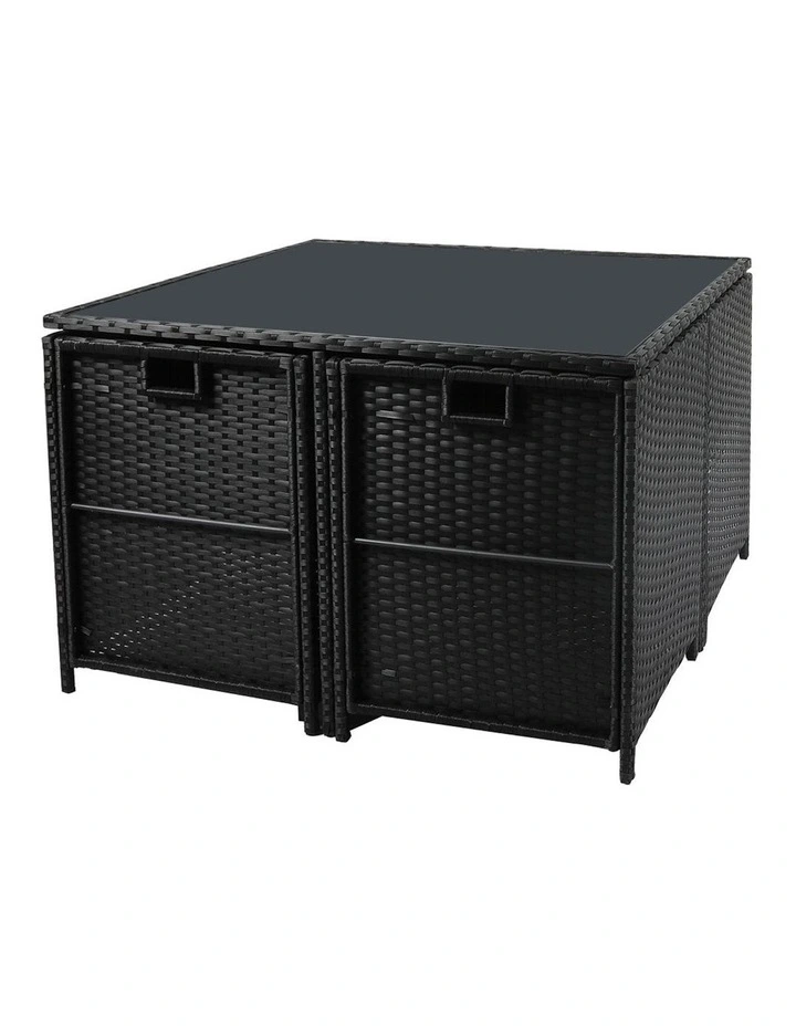 Outdoor Table Chair Set Patio Furniture Dining Setting Garden Lounge 9 Pieces in Black image 4