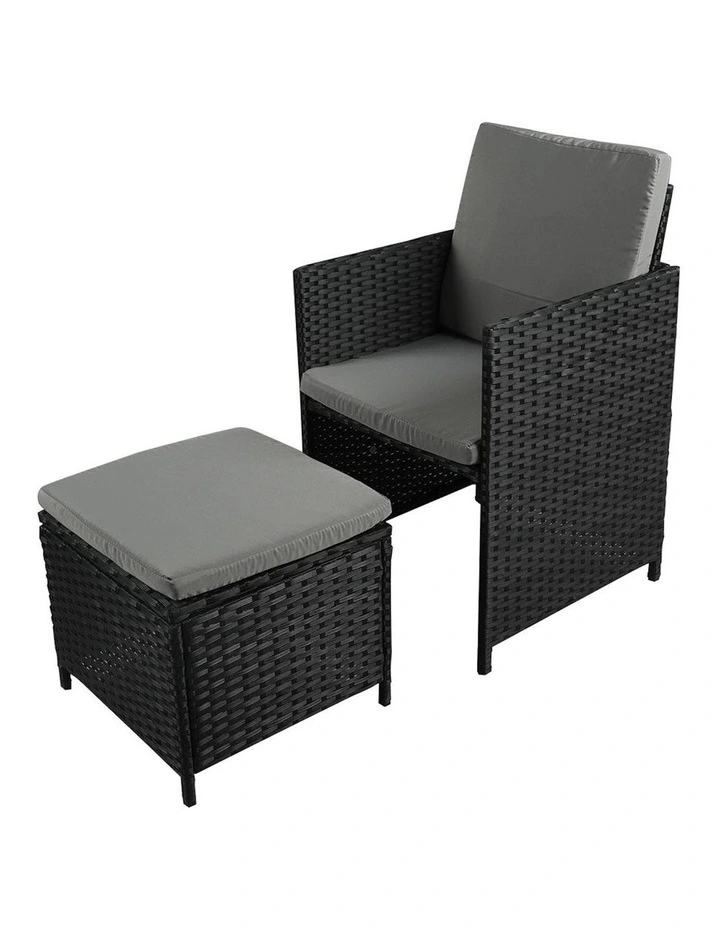 Outdoor Table Chair Set Patio Furniture Dining Setting Garden Lounge 9 Pieces in Black image 5