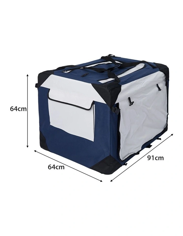 Spacious Outdoor Travel Hand Portable Crate Pet Carrier Bag XL in Blue image 3