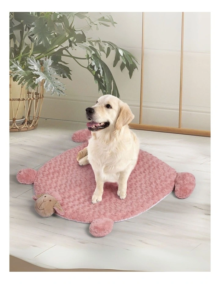 Cushion Puppy Kennel Mat Pet Calming Bed Squeaky Toys in Pink image 2