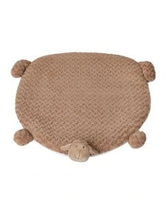 Cushion Puppy Kennel Mat Pet Calming Bed with Dog Squeaky Toys in Tan