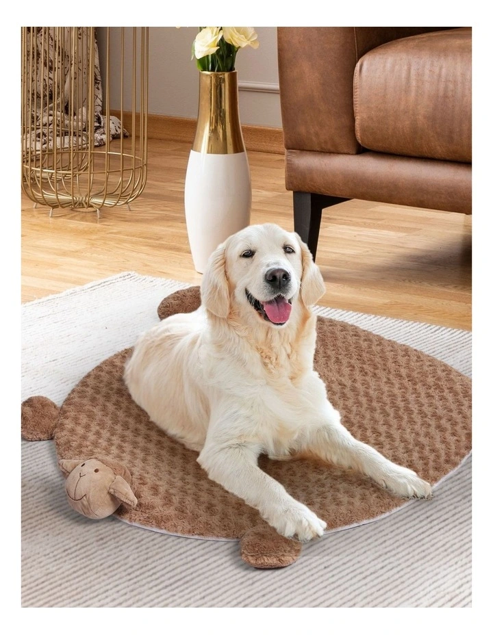 Cushion Puppy Kennel Mat Pet Calming Bed with Dog Squeaky Toys in Tan image 7