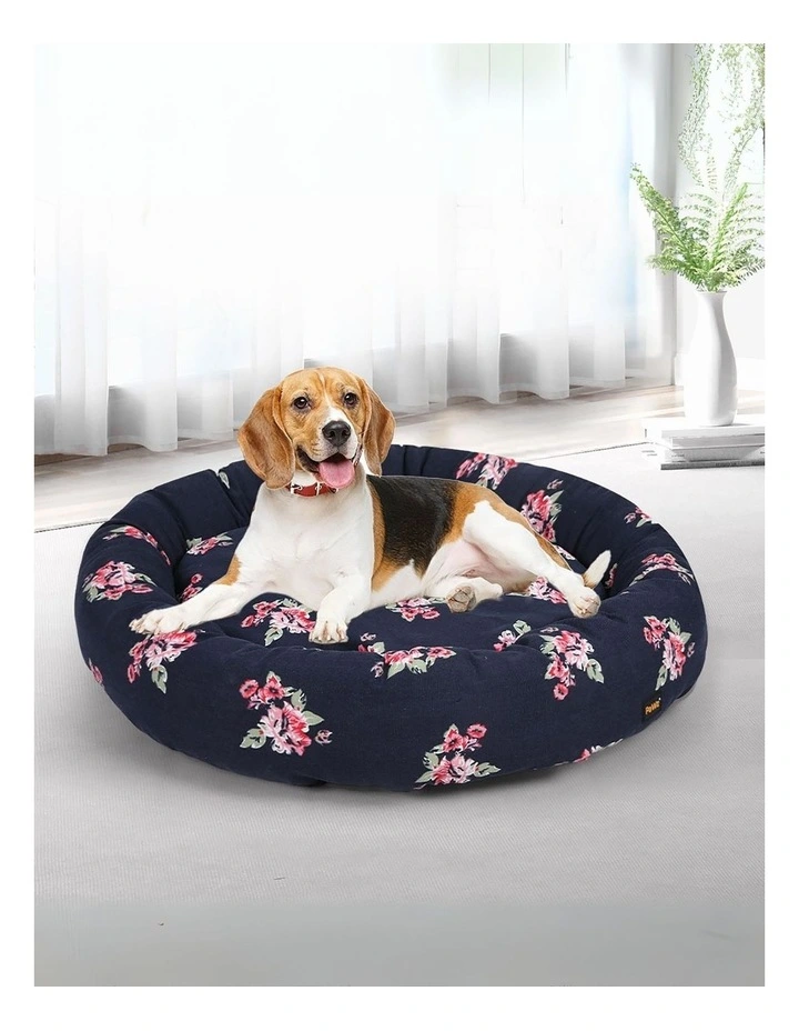 Washable Round Pet Kennel Calming Bed Large in Multi image 2