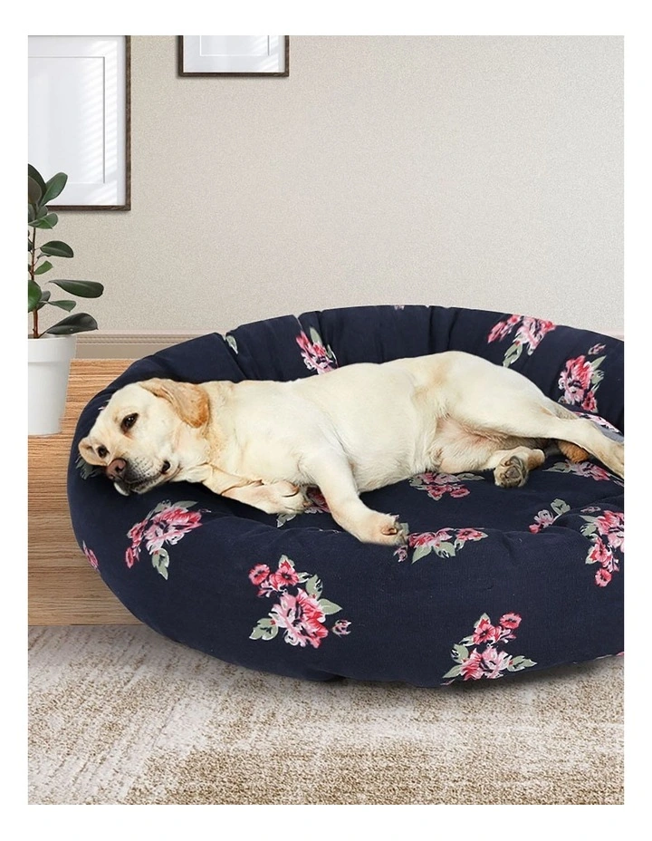 Washable Round Pet Kennel Calming Bed Large in Multi image 7