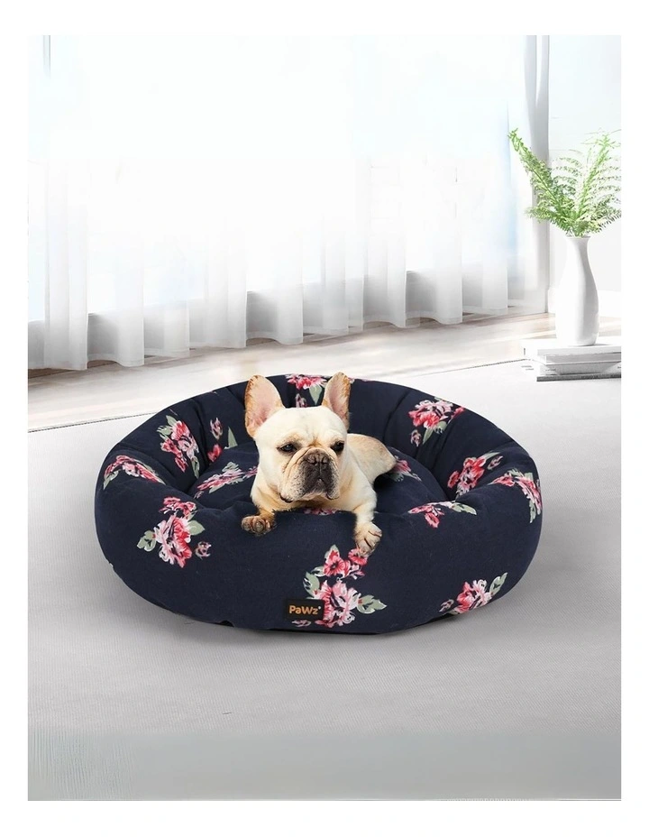 Washable Portable Round Kennel Pet Calming Bed S in Navy image 2
