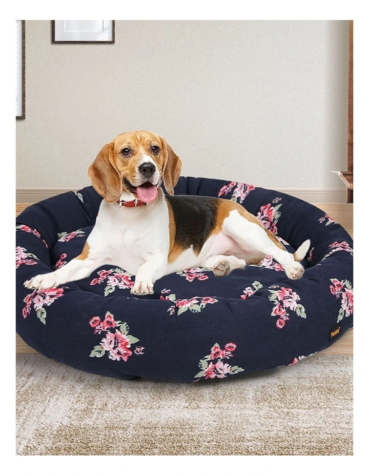 Washable Portable Round Kennel Pet Calming Bed S in Navy image 7