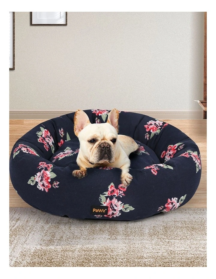 Washable Round Kennel Pet Calming Bed  XL in Navy image 7