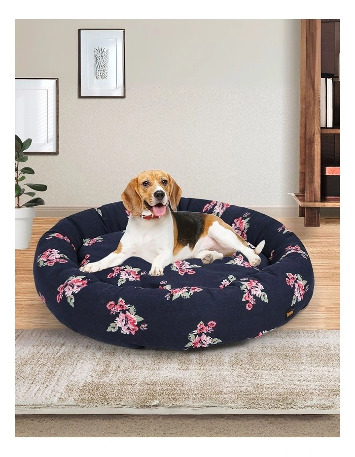 Washable Portable Round Kennel Pet Calming Bed  XXL in Navy image 2