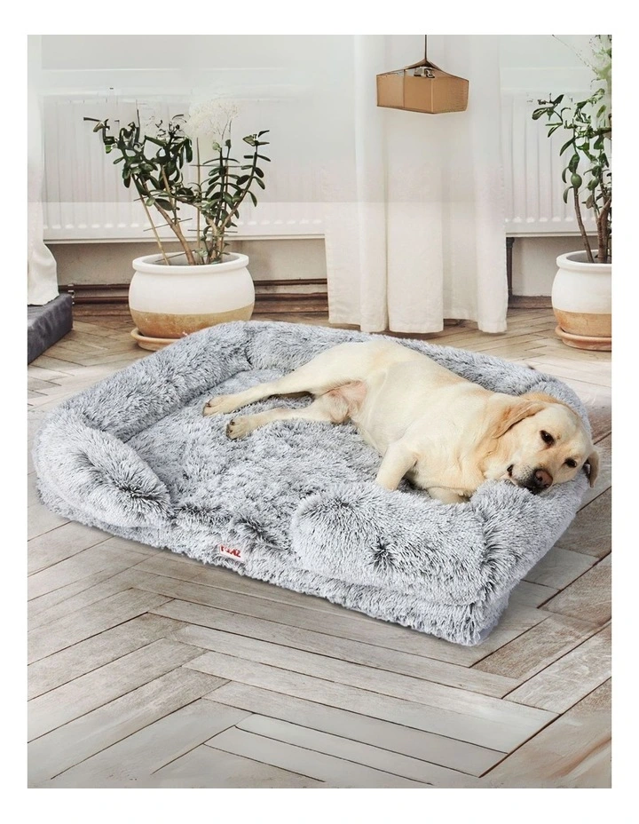 Plush Warm Soft Washable Replaceable Pet Bed Cover S in Grey image 2
