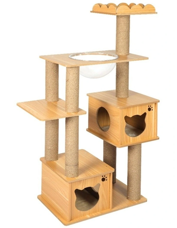Cat Wood Condo Tree Scratching Post 138cm in Brown image 6