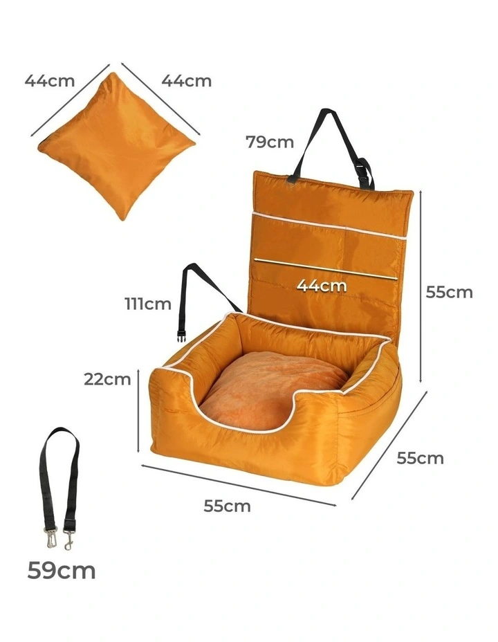Waterproof Washable Pet Car Seat Large in Orange image 3