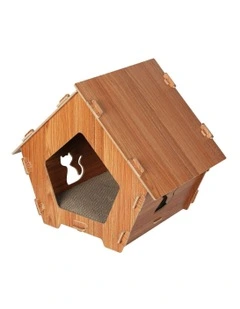 Cat Condo House Scratching Board in Brown