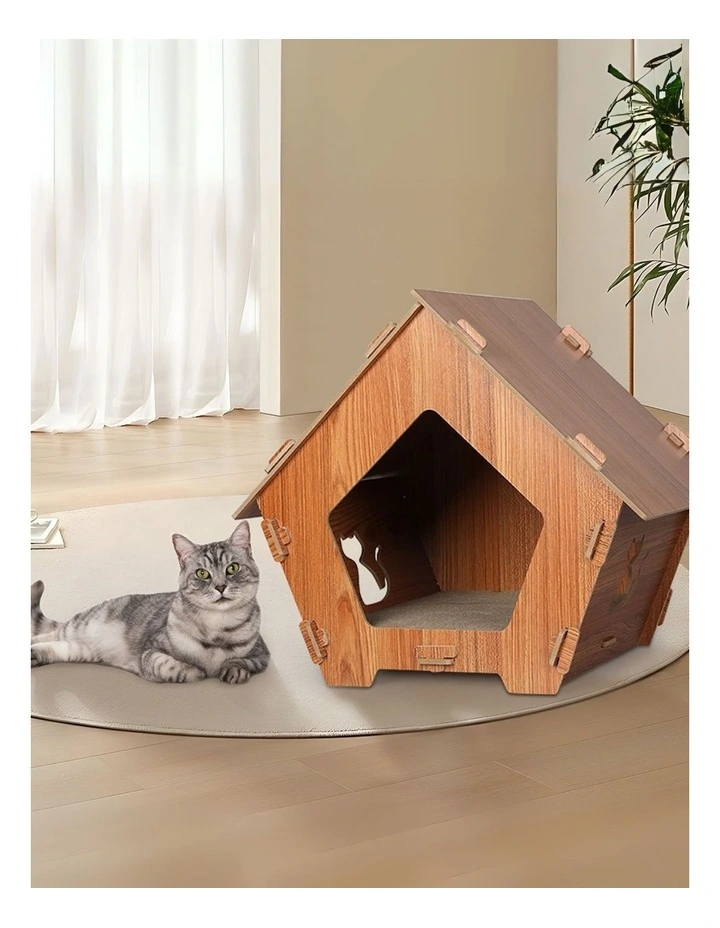 PaWz  48x35.5x43cm Cat Condo House Scratching Board In Brown image 2