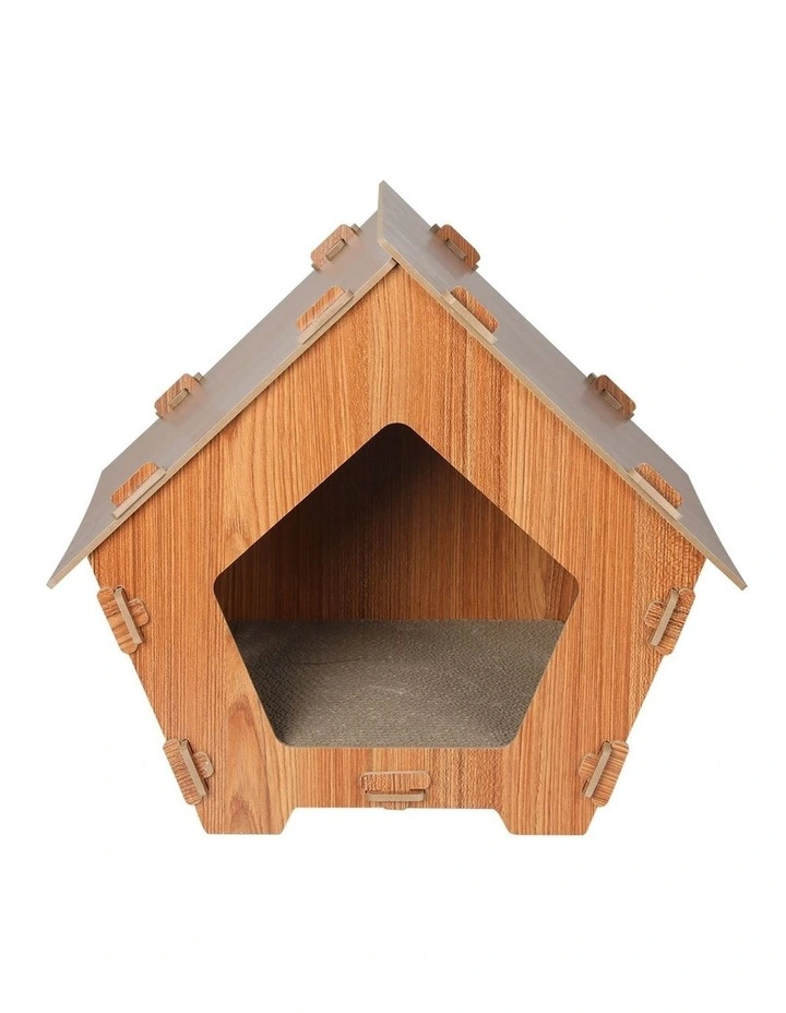 PaWz 48x35.5x43cm Cat Condo House Scratching Board In Brown image 4