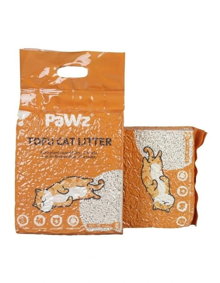 Clumping Flushable Tofu Cat Litter 2.5kg x2 in Orange image 1