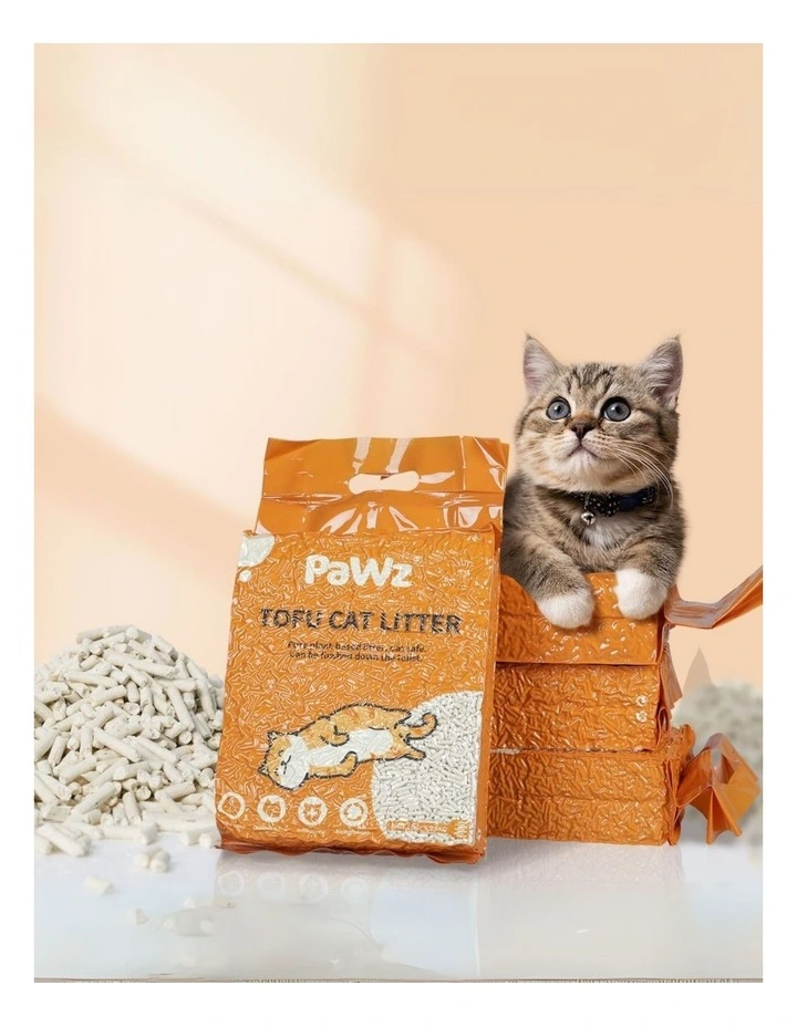 Clumping Flushable Tofu Cat Litter 2.5kg x2 in Orange image 2