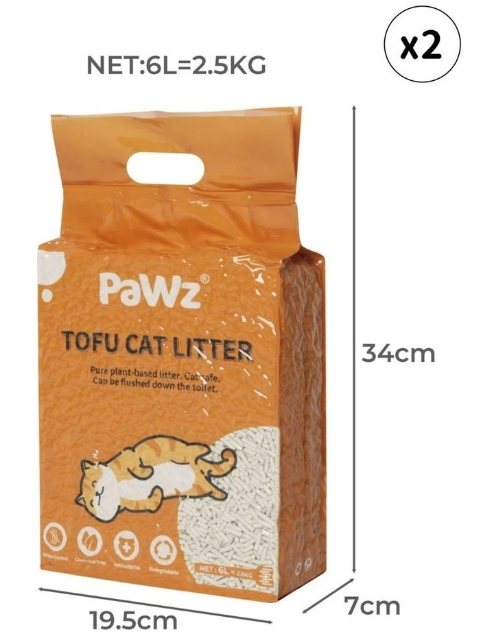 Clumping Flushable Tofu Cat Litter 2.5kg x2 in Orange image 3