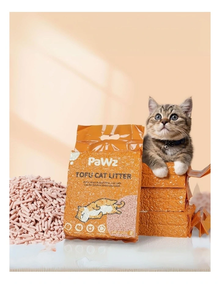 Clumping Flushable Tofu Cat Litter 2.5kg x2 in Peach image 2