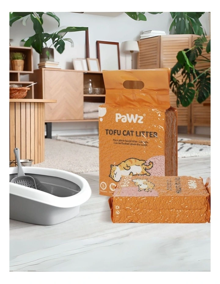 Clumping Flushable Tofu Cat Litter 2.5kg x2 in Peach image 7