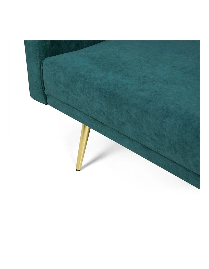Convertible Velvet 3 Seater Sofa Bed in Green image 5
